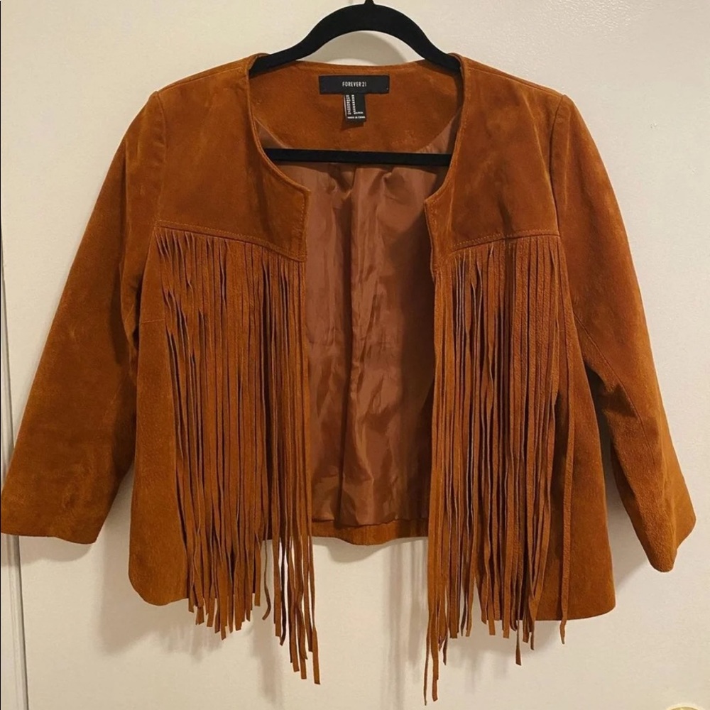 Faux Suede Fringe Jacket